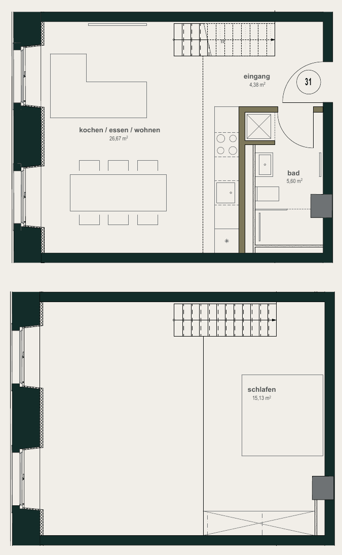 Grundriss Beispielwohnung 1.31 mit Empore